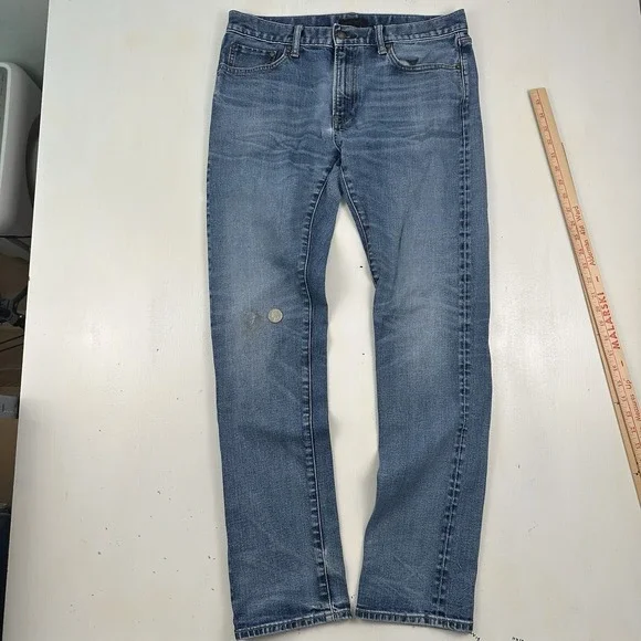 Uniqlo Kaihara Japanese Selvedge Jeans Mens 34x34 Slim Straight Light Wash Blue - Picture 5 of 12